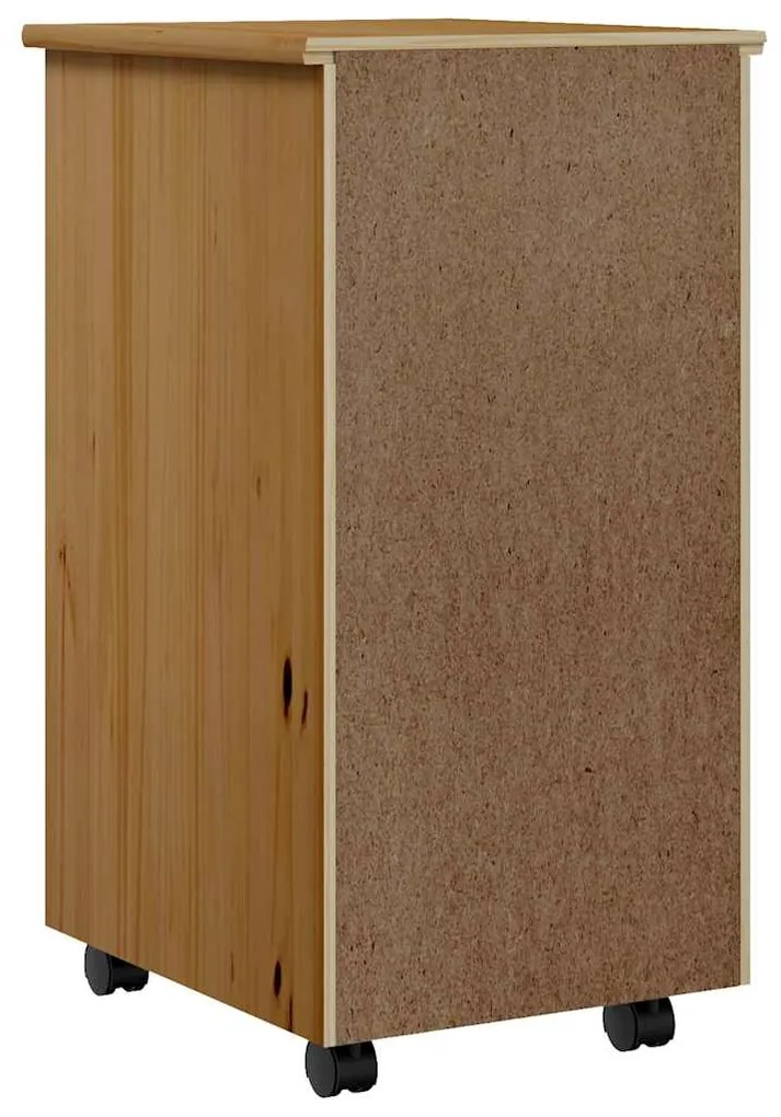 vidaXL Ντουλάπι Κυλιόμενο με Συρτάρια MOSS Μελί Καφέ Μασίφ Ξύλο Πεύκου