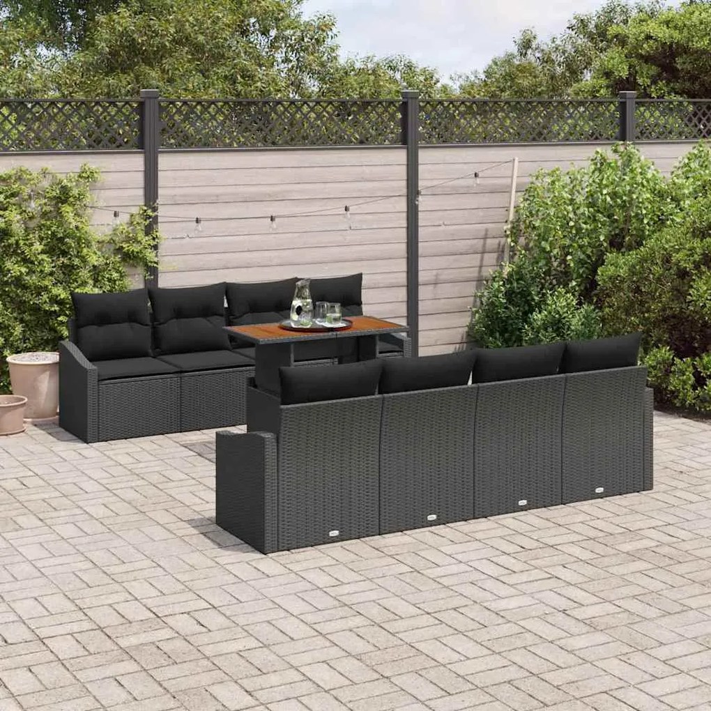 vidaXL Σέτ φαγητού για κήπο 9 pcs Μαύρο και Καφέ 100 x 55 x 73 εκ