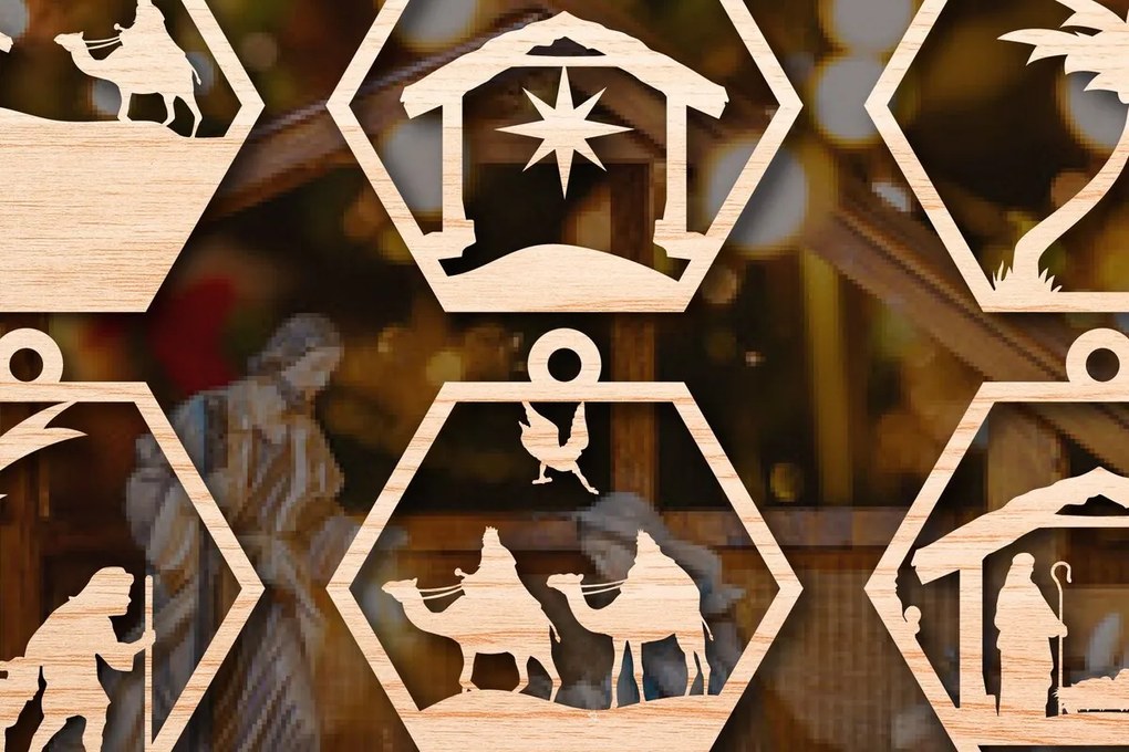 Intra απο ξύλο plywood 3mm-4mm πάχος Χριστουγεννιάτικου NATIVITY SCENE Δίασταση 25x25 cm INTRAFABR-46683014