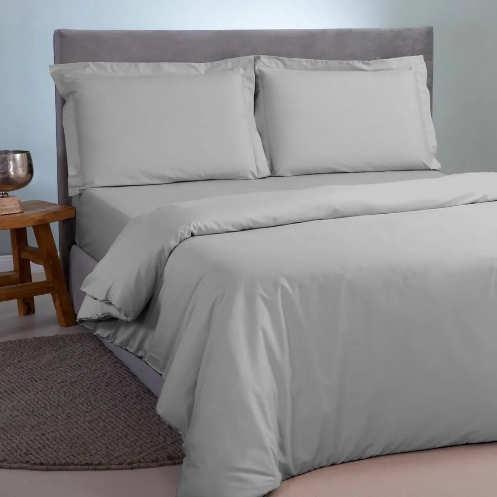 Παπλωματοθήκη Satin Plain Warm Grey Aslanis Home Υπέρδιπλο 220x240cm 100% Βαμβακοσατέν