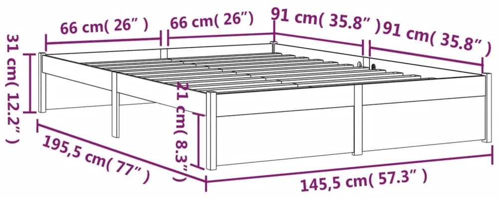 ΠΛΑΙΣΙΟ ΚΡΕΒΑΤΙΟΥ ΚΑΦΕ ΜΕΛΙ 140 X 190 ΕΚ. ΑΠΟ ΜΑΣΙΦ ΞΥΛΟ 814932