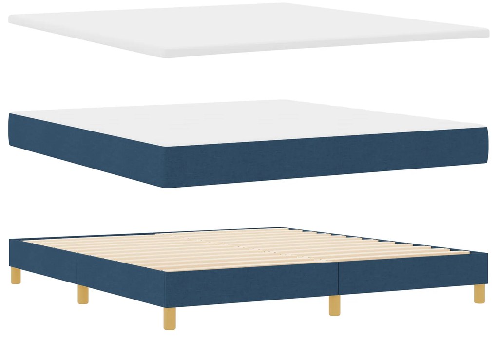 vidaXL Κρεβάτι Box Spring με Στρώμα σε Μπλε, 180 x 200 εκ., Ύφασμα.