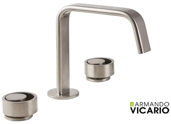 Armando Vicario Halo Inox Μπαταρία Νιπτήρος 3 οπών με βαλβίδα clic-clac 515043-110