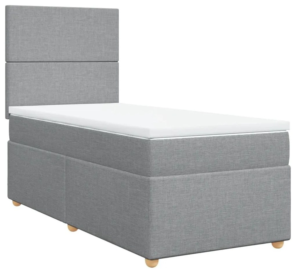 Κρεβάτι Boxspring με Στρώμα Ανοιχτό Γκρι 100x200 εκ. Υφασμάτινο - Γκρι