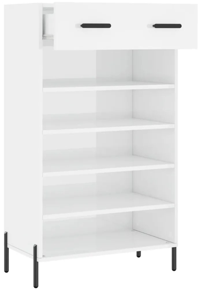 vidaXL Παπουτσοθήκη Γυαλιστερό Λευκό 60x35x105 εκ. Επεξεργασμένο Ξύλο