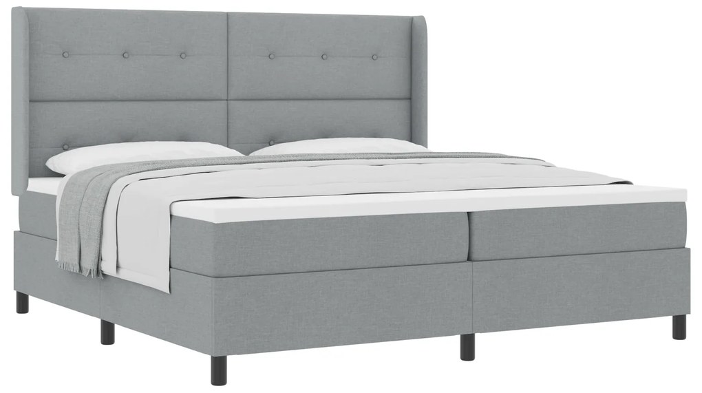 vidaXL Κρεβάτι με Στρώμα Φωτεινό Γκρι 200x200 cm Ύφασμα