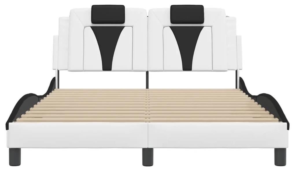 vidaXL Πλαίσιο Κρεβατιού με LED Λευκό/Μαύρο 120x200εκ. Συνθετικό Δέρμα