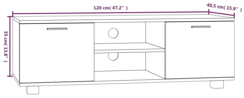 Έπιπλο Τηλεόρασης Καπνιστή Δρυς 120x40,5x35 εκ. Επεξ. Ξύλο - Καφέ