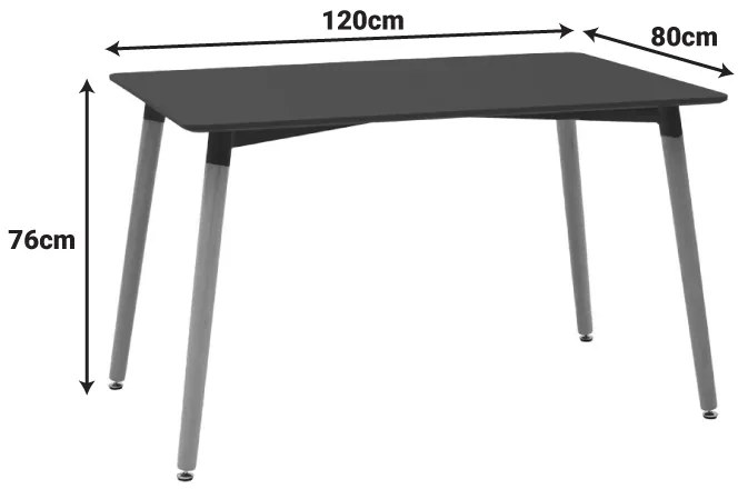 Τραπέζι Natali pakoworld MDF μαύρο-πόδια φυσικό 120x80x76εκ