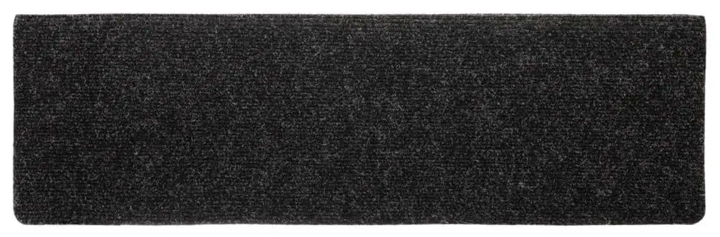 vidaXL Πατάκια Σκαλιών Αυτοκόλλητα 10 τεμ. 65x21x4 εκ. Μαύρα Ορθογώνια Άκρη