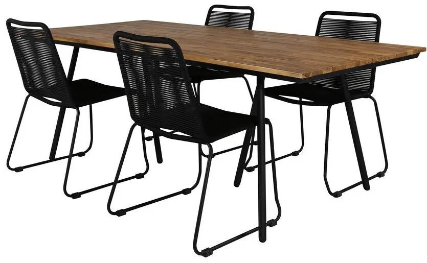Σετ Τραπέζι και καρέκλες Dallas 2190, Ξύλο, Μέταλλο, Σχοινί, Ξύλο: Ακακία | Epipla1.gr