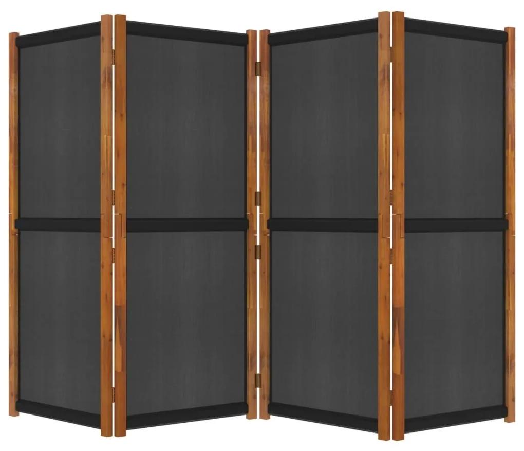 Διαχωριστικό Δωματίου με 4 Πάνελ Μαύρο 280 x 180 εκ. - Μαύρο
