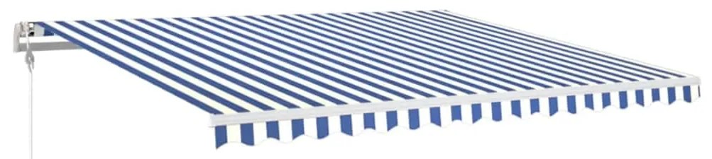 vidaXL Τέντα Αυτόματη με LED & Αισθ. Ανέμου Μπλε/Λευκό 450 x 350 εκ.
