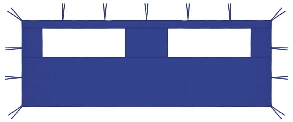 vidaXL Πλαϊνό Τοίχωμα για Κιόσκι με Παράθυρα Μπλε 6 x 2 μ.