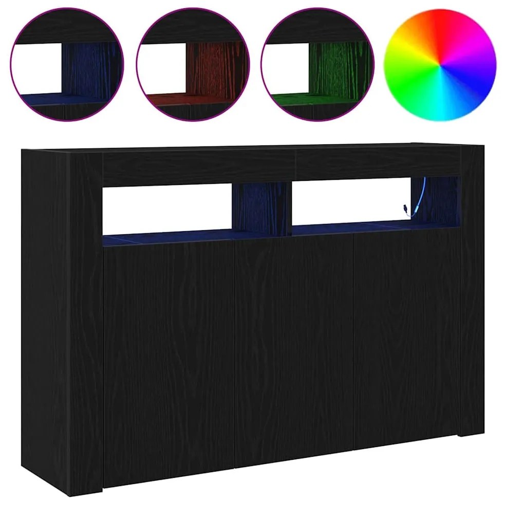 vidaXL Πλαϊνό γραφείο Μαύρη δρυς 116 x 30 x 75 εκ. Επεξεργασμένο ξύλο