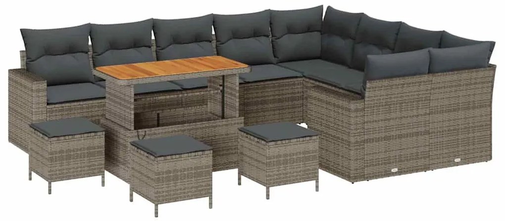 vidaXL Σετ Καναπέ Κήπου με μαξιλάρι 13 pcs Γκρι 110 x 55 x 71 εκ