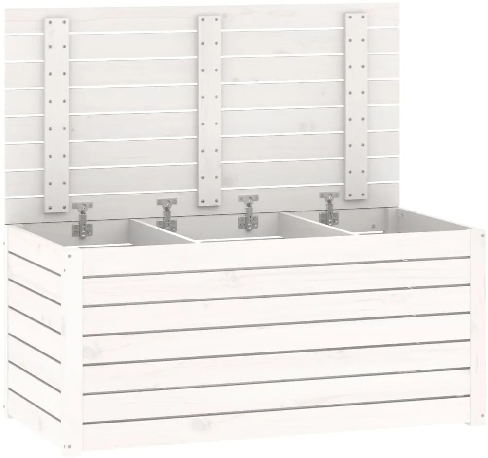 vidaXL Μπαούλο Κήπου Λευκό 101 x 50,5 x 46,5 εκ από Μασίφ Ξύλο Πεύκου