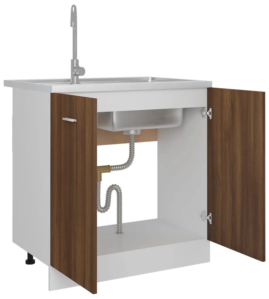 vidaXL Ντουλάπι Νιπτήρα "Lyon" Καφέ Δρυς 80x46x81,5 εκ. από Τεχνητό Ξύλο