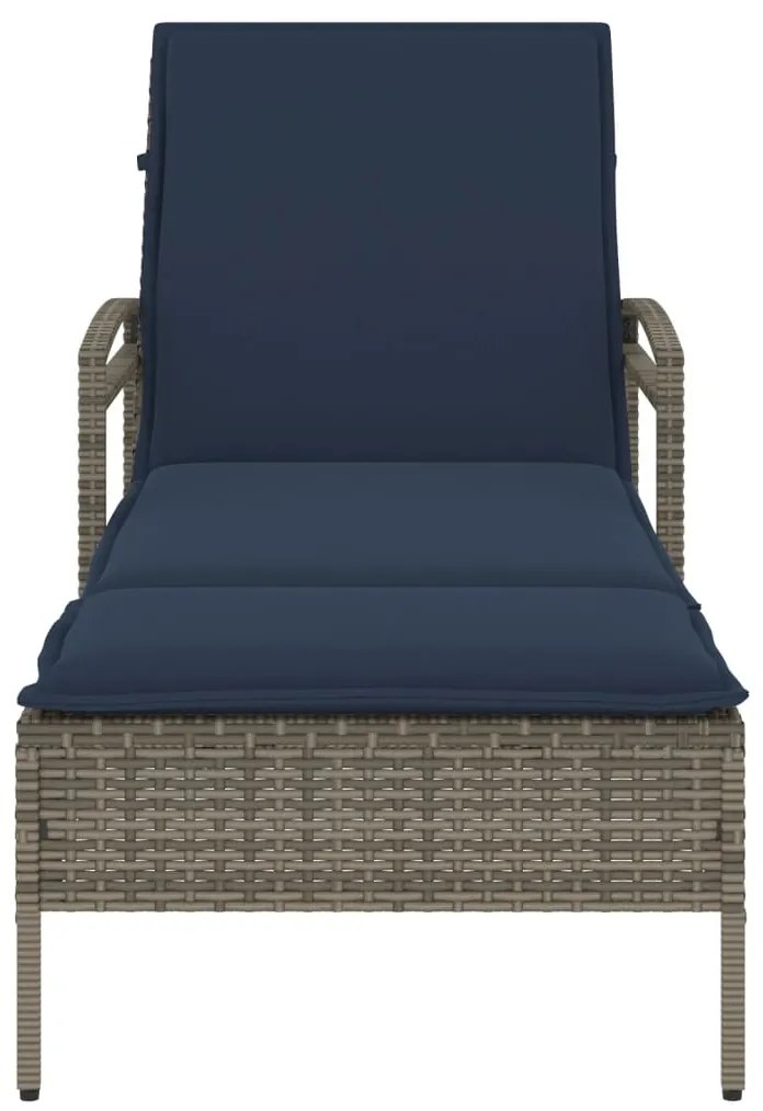 vidaXL Ξαπλώστρα με Μαξιλάρι Γκρι 63x200x81 εκ. από Συνθετικό Ρατάν (μόνο για τις ΗΠΑ)