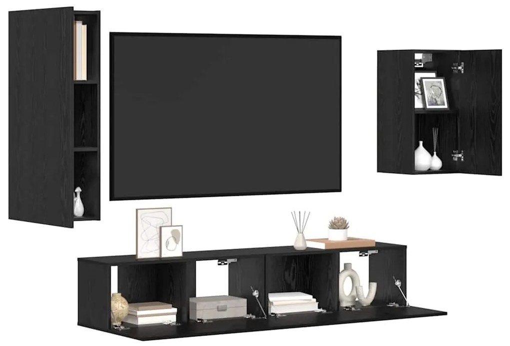 vidaXL Σετ επίπλου τηλεόρασης 4 pcs Μαύρη δρυς 30.5 x 30 x 90 cm