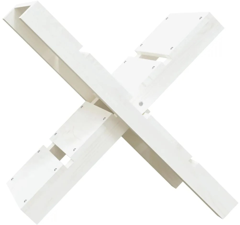 vidaXL Ξυλοθήκη Λευκή 47 x 39,5 x 48 εκ. από Μασίφ Ξύλο Πεύκου