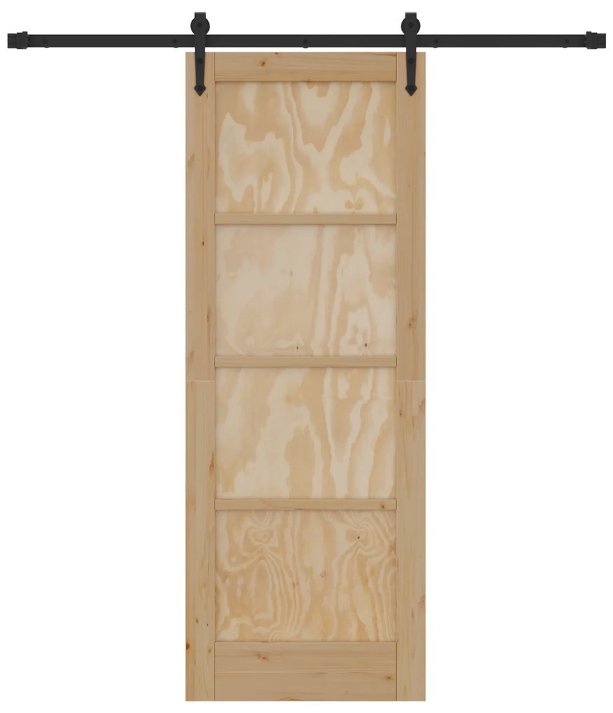 vidaXL Συρόμενη Πόρτα με Σετ Εξαρτημάτων 73.5x198.5 cm Συμπαγές Ξύλο Πεύκου