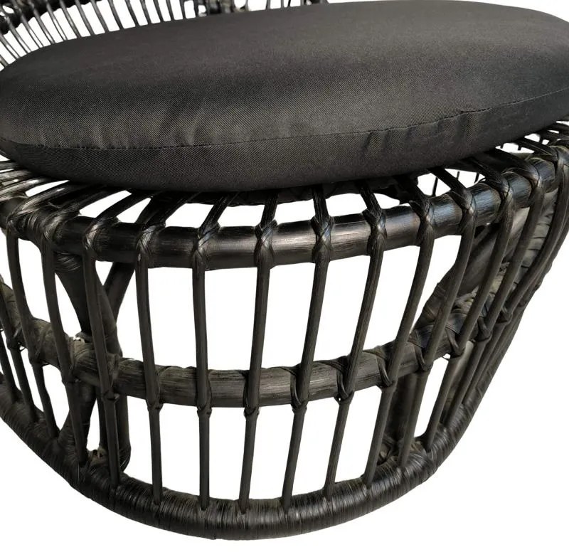 Πολυθρόνα Tromso P.E. Rattan Μαύρη με Μαύρο Μαξιλάρι 80x85x98εκ. 80x98x85 εκ.