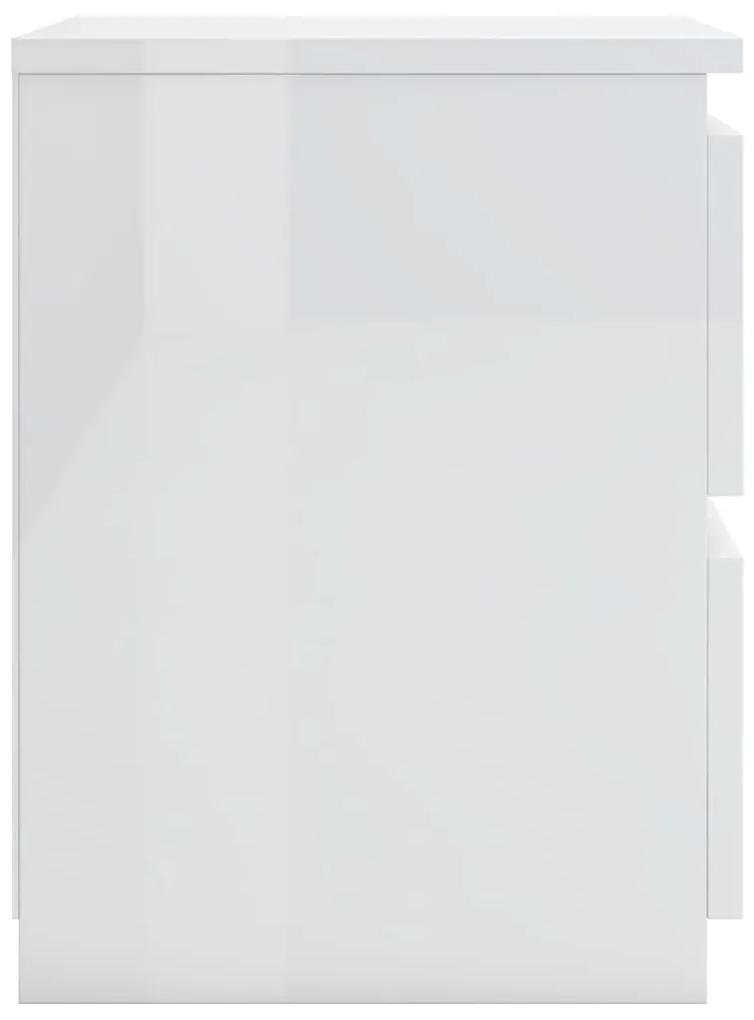 vidaXL Κομοδίνα 2 τεμ. Γυαλιστερό Λευκό 30x30x40 εκ. από Μοριοσανίδα