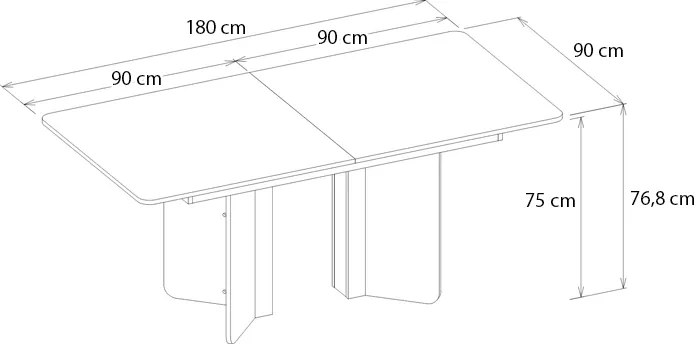 Τραπέζι Lava Megapap χρώμα rota oak - ανθρακί 180x90x76,8εκ.