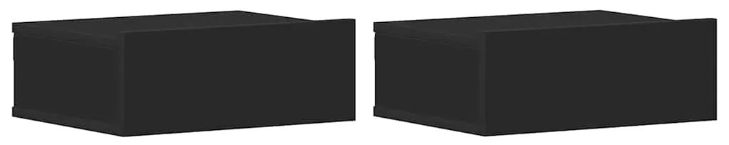 vidaXL Κομοδίνα Κρεμαστά 2 τεμ. Μαύρα 40x30x15 εκ. από Επεξ. Ξύλο