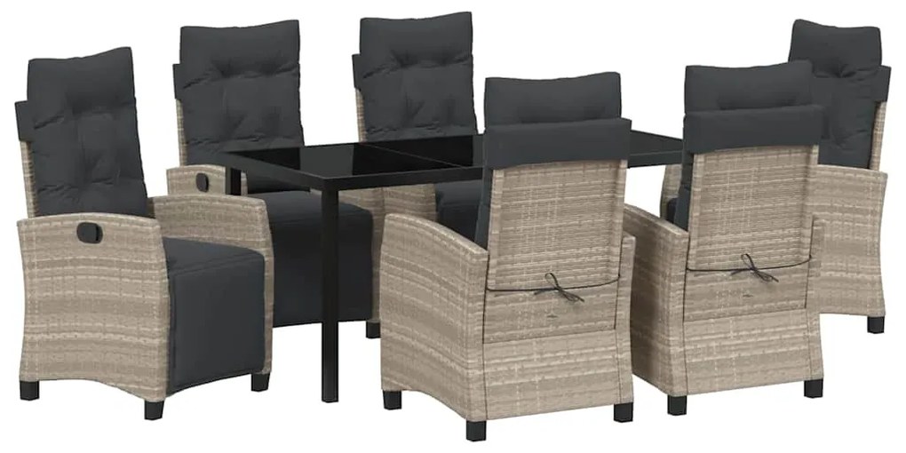 vidaXL Σέτ φαγητού για κήπο 7 pcs Ανοιχτό γκρι συνθετικό ρατάν