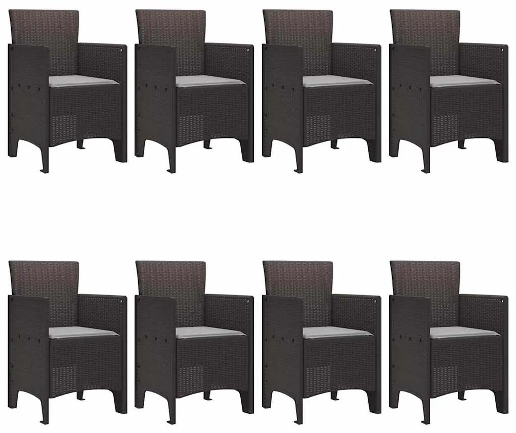 vidaXL Σέτ φαγητού για κήπο 9 pcs Καφέ Rattan Polt
