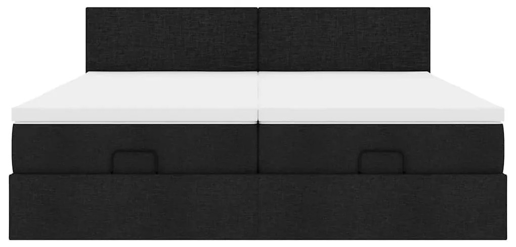 vidaXL Οθωμανικό κρεβάτι με στρώματα Μαύρο 180x200cm Ύφασμα