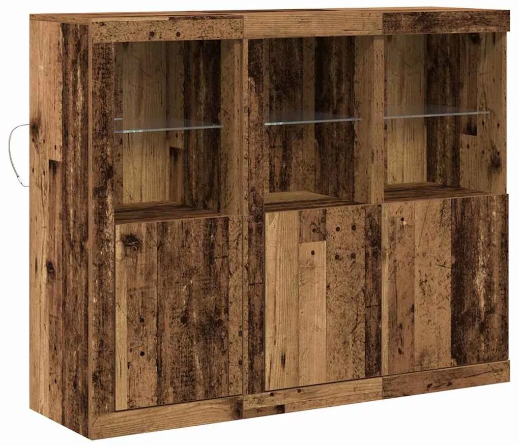 vidaXL Πλαϊνό γραφείο 3 pcs Παλαιό ξύλο 123 x 37 x 100 εκ