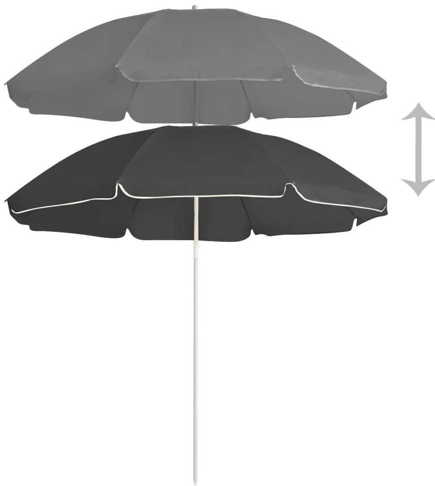 Ομπρέλα Εξωτερικού Χώρου Ανθρακί 180 εκ. με Ατσάλινο Ιστό - Ανθρακί
