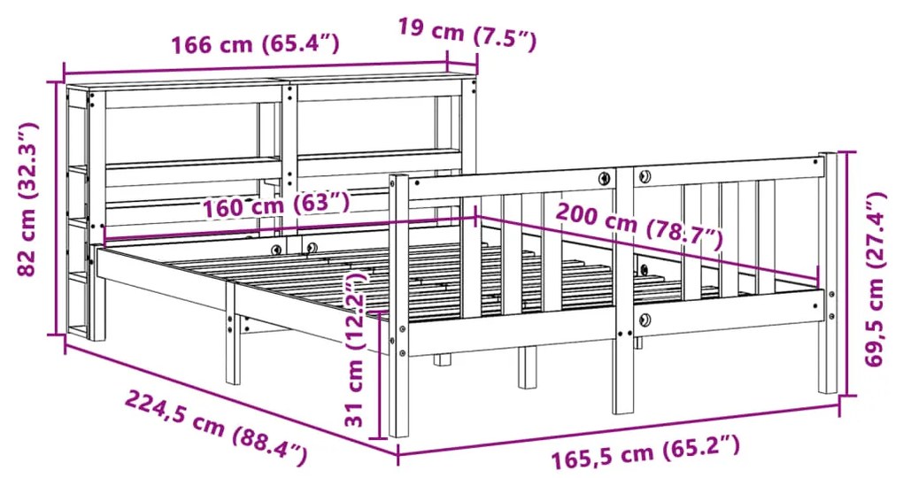 ΠΛΑΙΣΙΟ ΚΡΕΒΑΤΙΟΥ ΜΕ ΚΕΦΑΛΑΡΙ ΛΕΥΚΟ 160X200 ΕΚ. ΑΠΟ ΜΑΣΙΦ ΠΕΥΚΟ 3305974