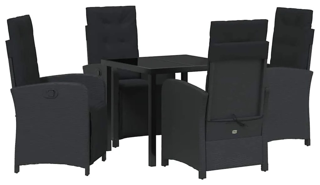 vidaXL Σέτ φαγητού για κήπο 5 pcs Μαύρο συνθετικό ρατάν