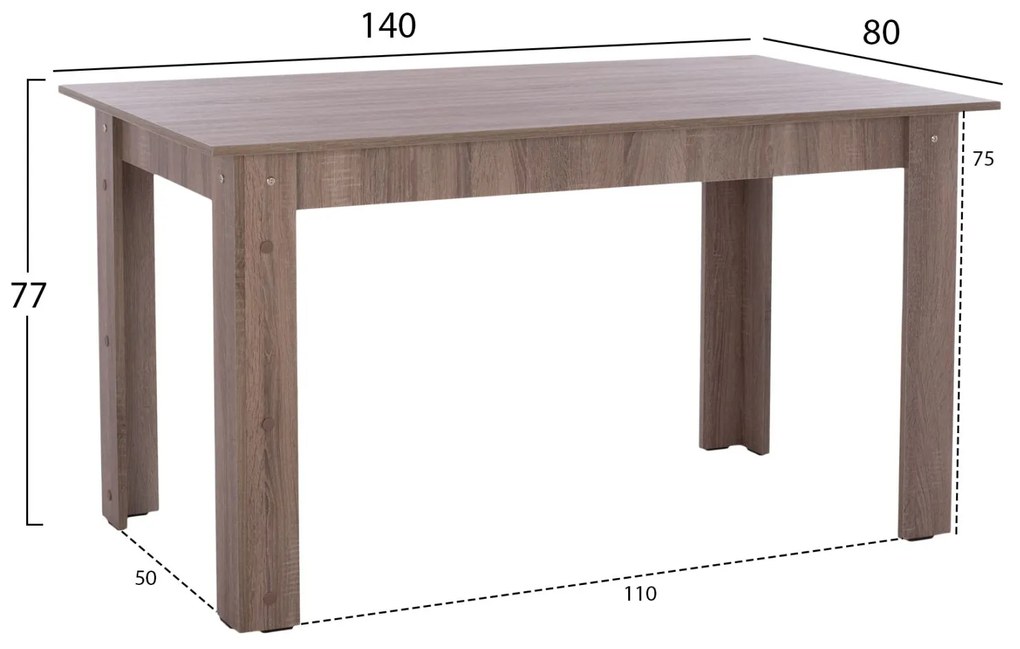 Τραπέζι Κουζίνας Kelvin 140x80x77Υ Εκ. Sonama Oak Truffle