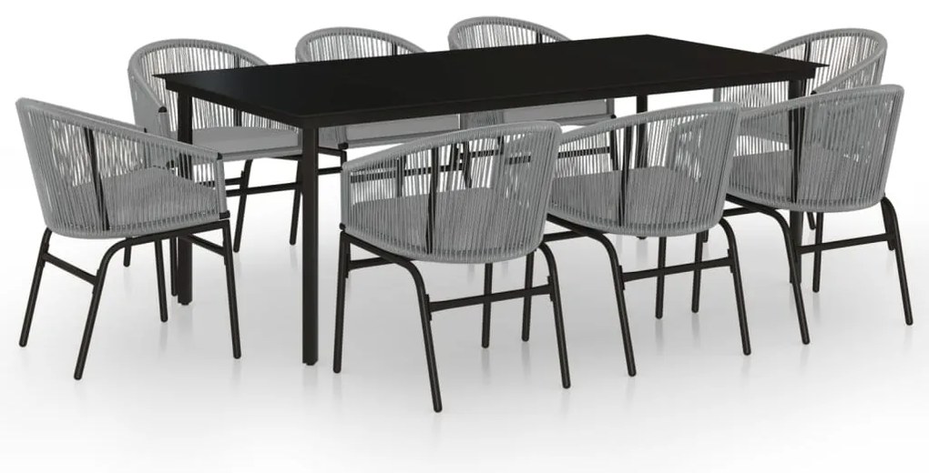 vidaXL Σετ Τραπεζαρίας Κήπου 9 Τεμαχίων Γκρι