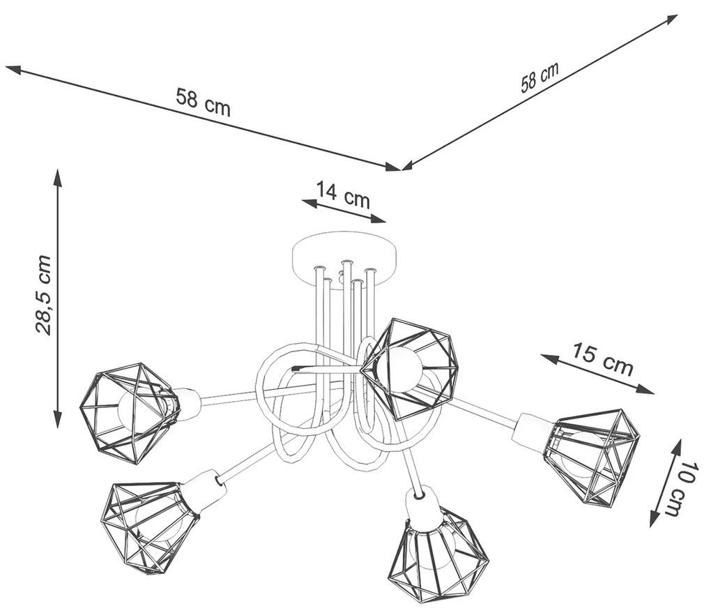 Sollux Κρεμαστό φωτιστικό Artemis 5,μαύρο,5xE14/40W,μαύρο