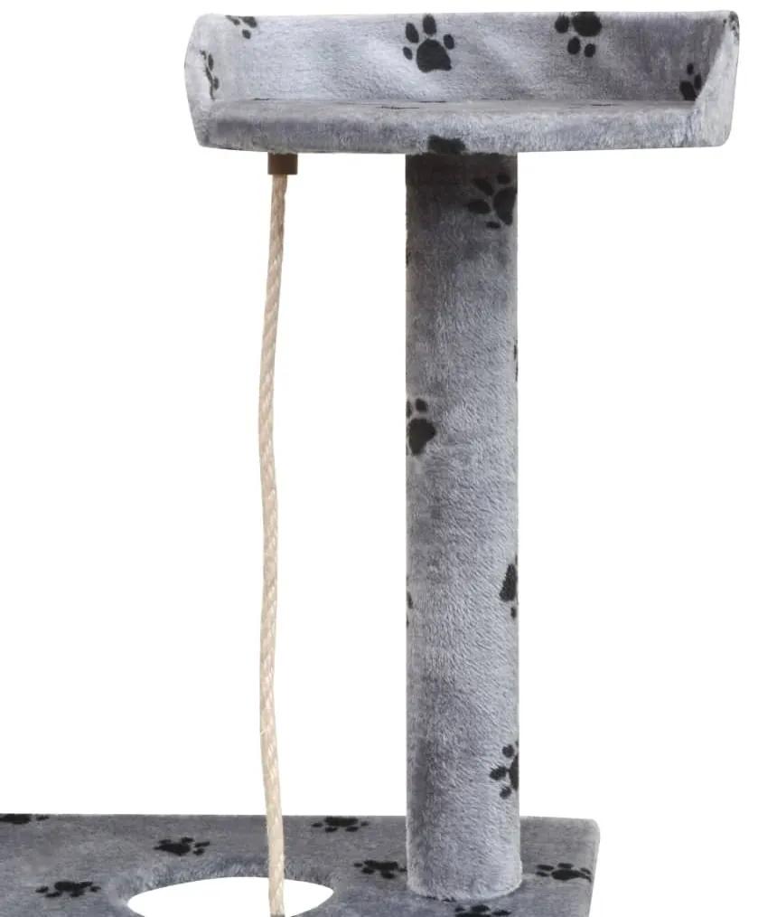 Γατόδεντρο Τύπωμα Πατούσας Γκρι 150 εκ. με Στύλους από Σιζάλ - Γκρι