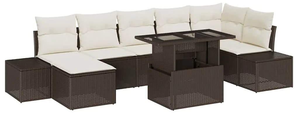 vidaXL Σετ Καναπέ Κήπου με μαξιλάρι 8 pcs Καφέ και κρεμ