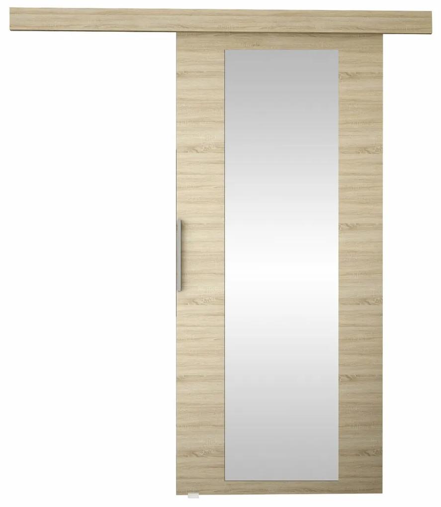 Συρόμενες πόρτες Atlanta 187, 28 kg, Sonoma οξιά, Πλαστικοποιημένη μοριοσανίδα, Καθρέφτης, Ανοιχτό καφέ, Αλουμίνιο | Epipla1.gr