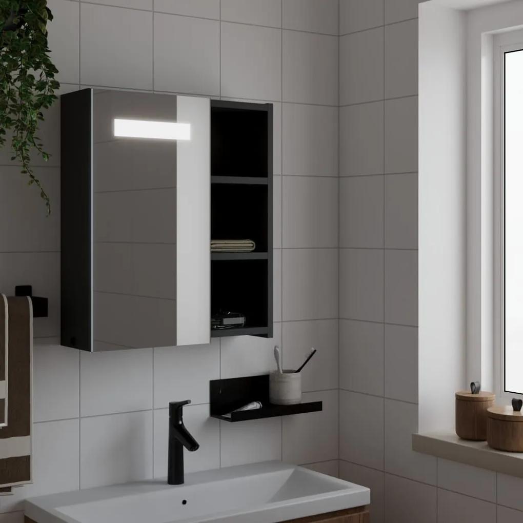 Καθρέφτης Μπάνιου με Ντουλάπι &amp; LED Μαύρο 45 x 13 x 52 εκ. - Μαύρο