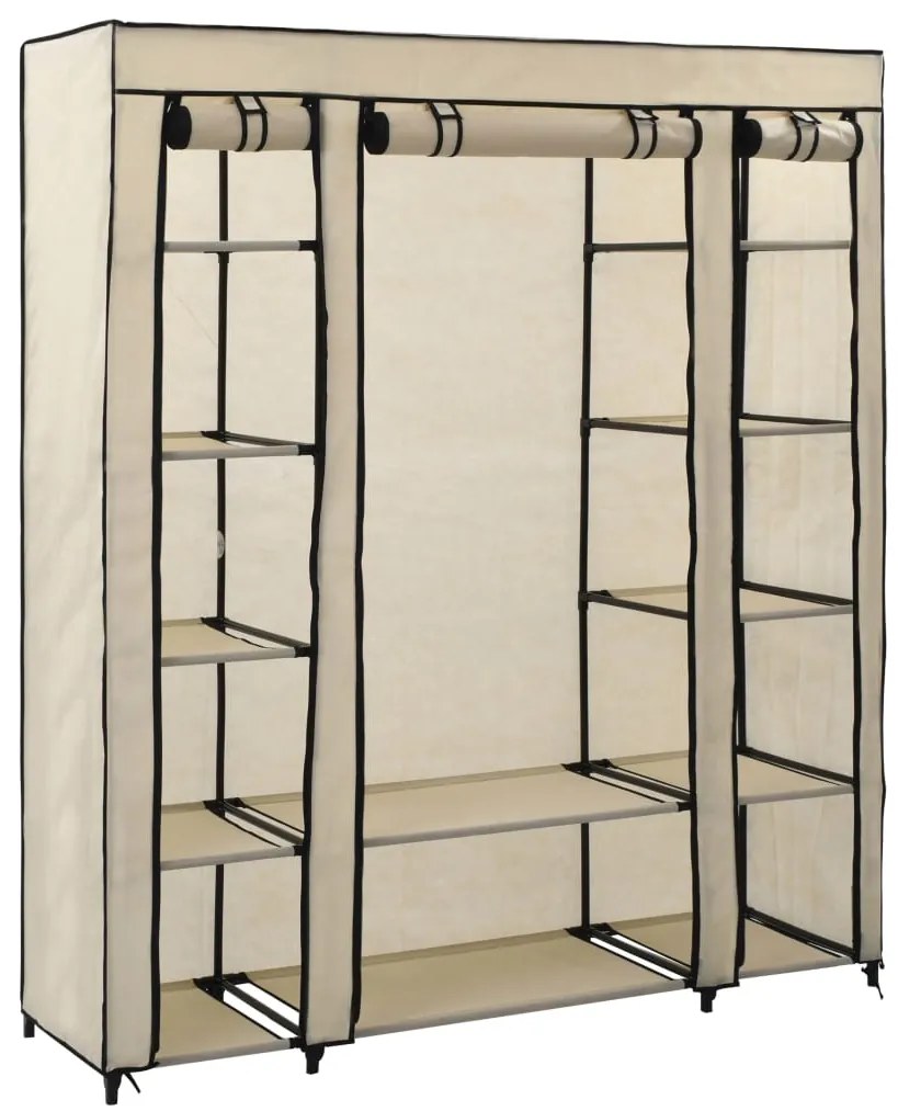 vidaXL Ντουλάπα με Ράφια / Σωλήνες Κρεμ 150x45x176 εκ. Υφασμάτινη
