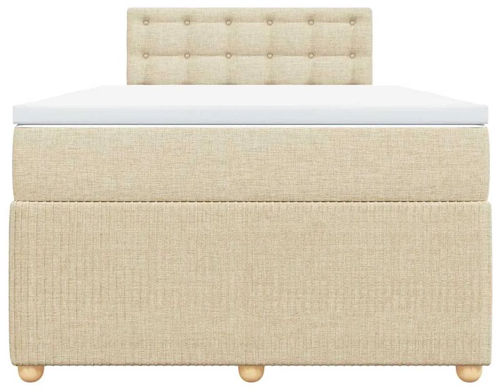 vidaXL Κρεβάτι Boxspring με Στρώμα Κρεμ 120x190 εκ. Υφασμάτινο