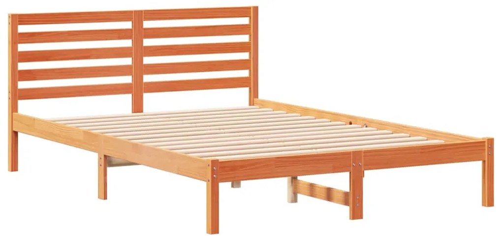 vidaXL Σκελετός Κρεβατιού με κεφαλάρι Κερωτό καφέ 140 x 220 cm