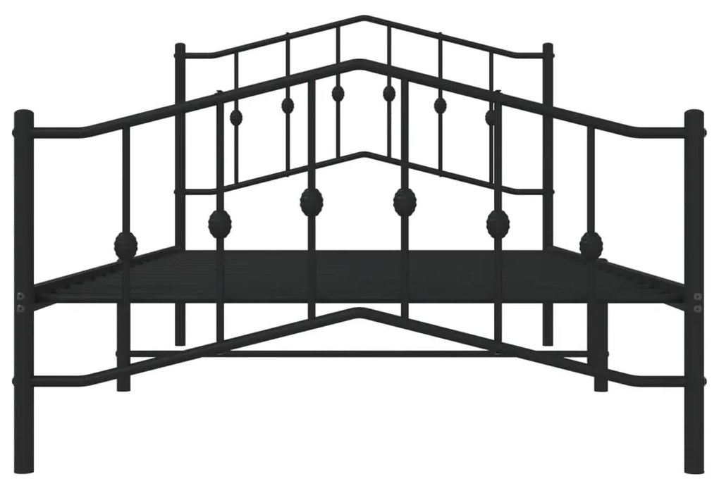 vidaXL Πλαίσιο Κρεβατιού με Κεφαλάρι/Ποδαρικό Μαύρο 100x200εκ. Μέταλλο