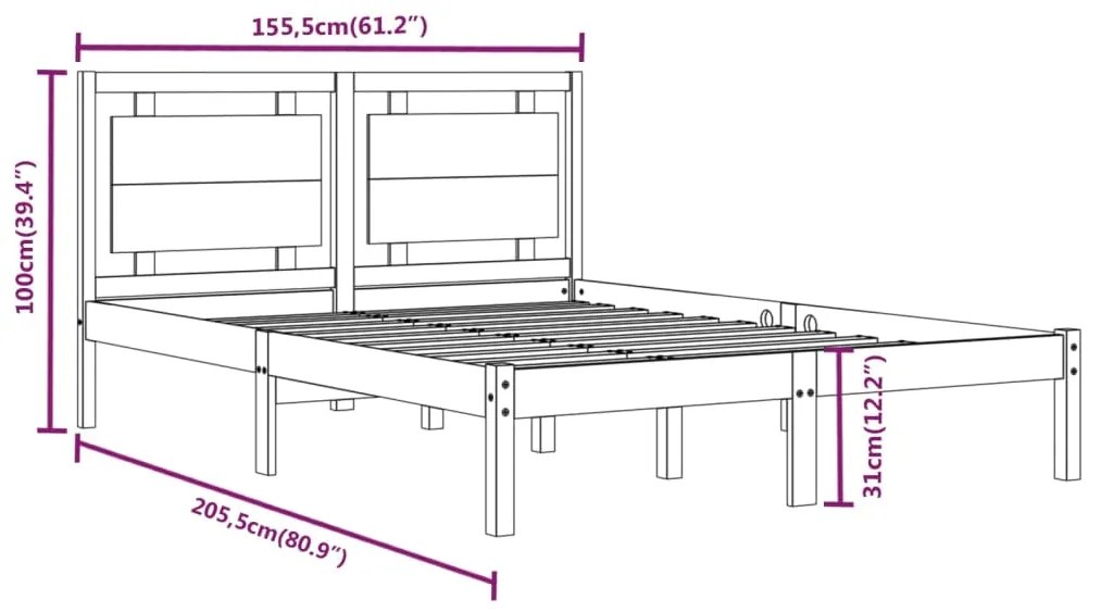 Πλαίσιο Κρεβατιού Λευκό 150 x 200 εκ. Μασίφ Ξύλο King Size - Λευκό