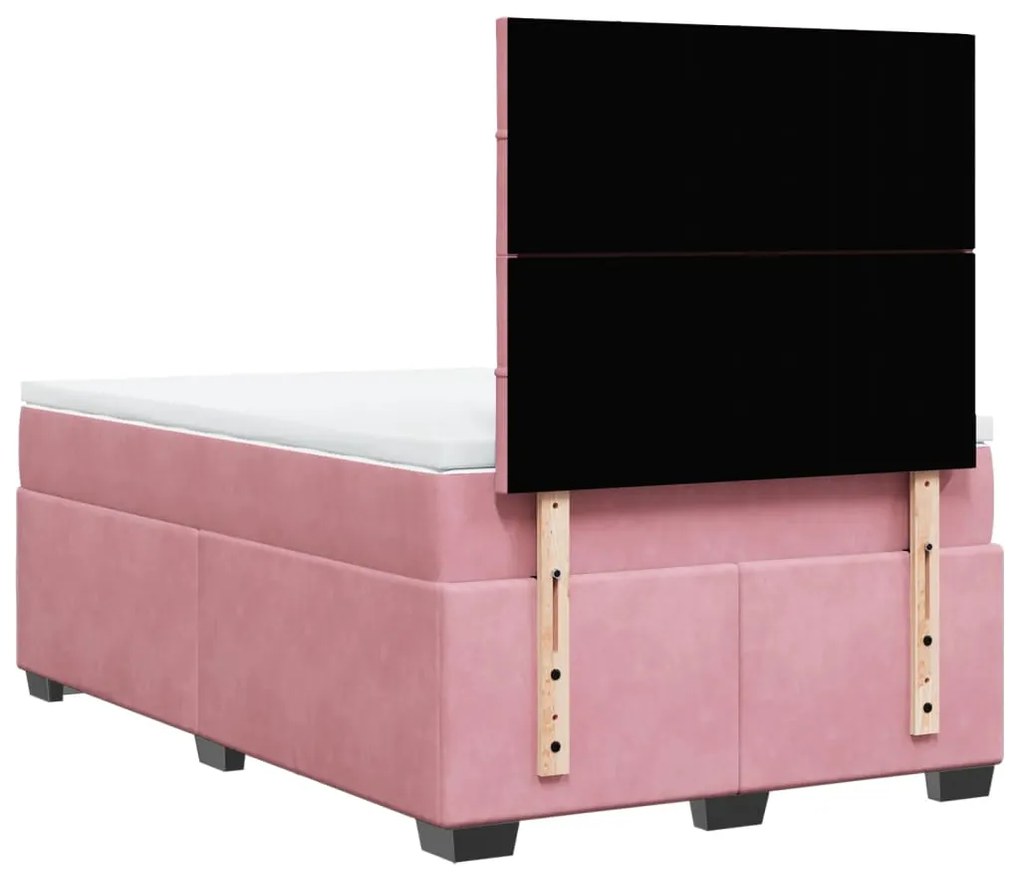 Κρεβάτι Boxspring με Στρώμα Ροζ 120x200 εκ. Βελούδινο 3293187